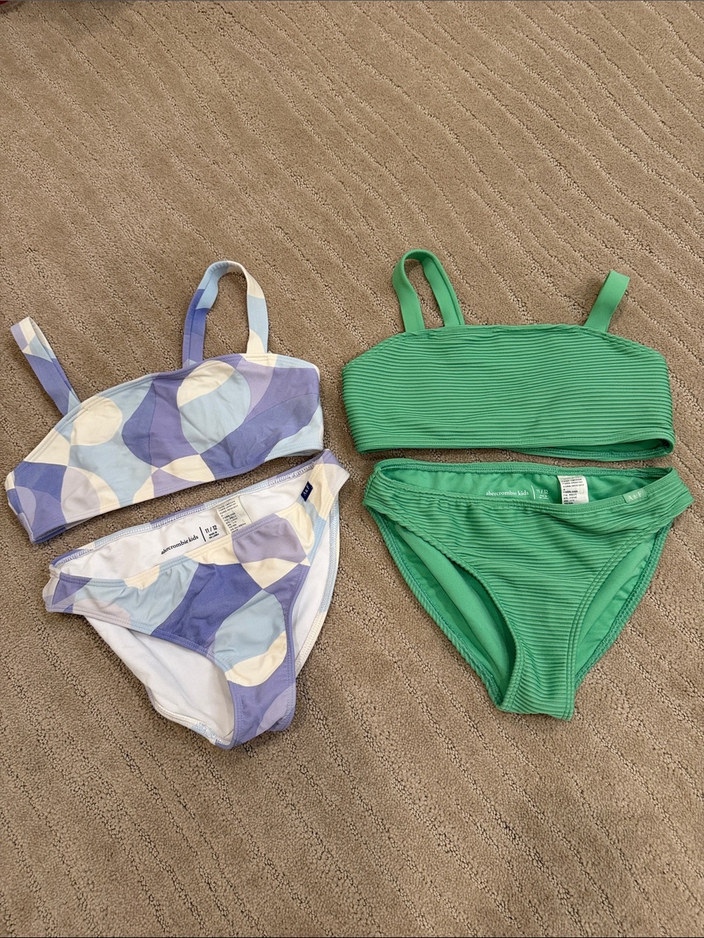 abercrombie kids Green Ribbed Bikini & Purple Patterned Bikini Set